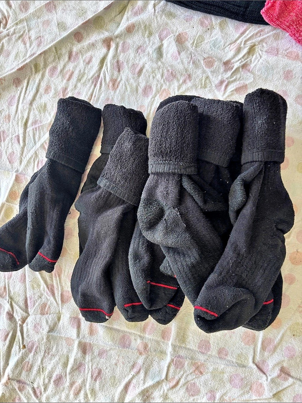 Black Gloves with Red Trim Like New